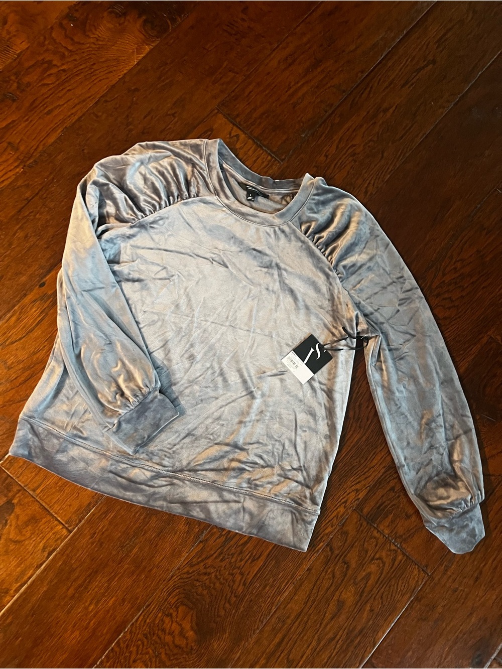 Simply Vera Vera Wang Gray Velour Puff Sleeve Sweatshirt | NWT | Large